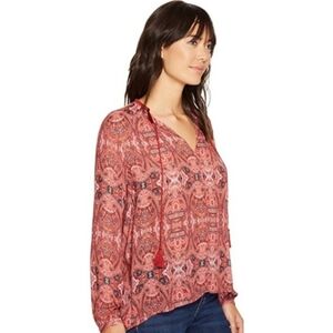 Lucky Brand Printed Parachute Knit Blouse, a bohemian-style lightweight top Sm